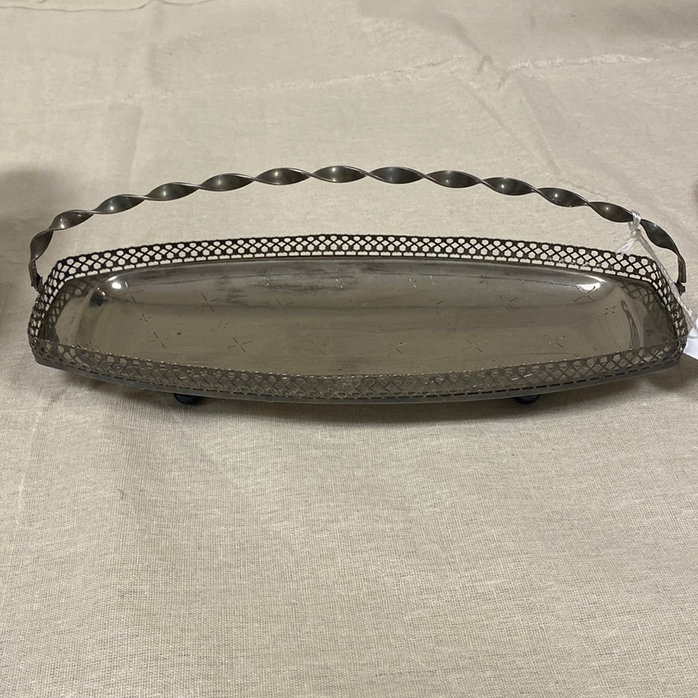 Vintage Metal Platter with handle